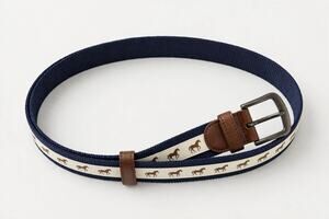 Janie and Jack Boys Horse Ribbon Belt 6-8 Navy